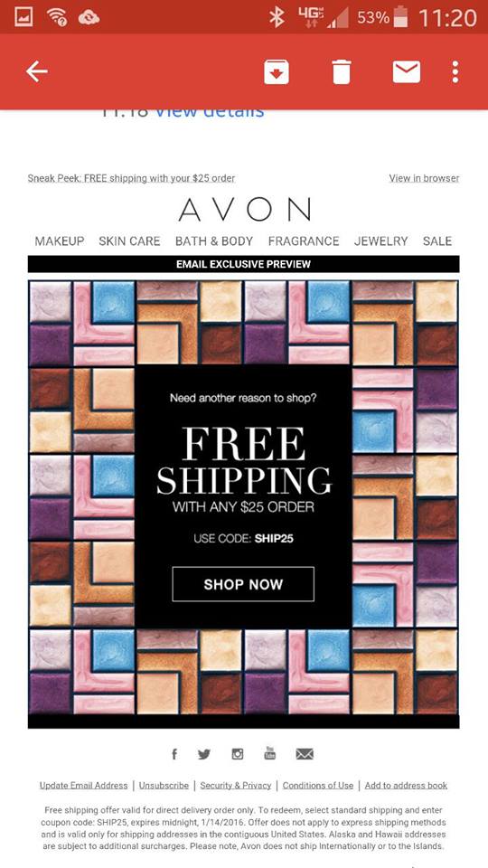 Free Shipping January 2016